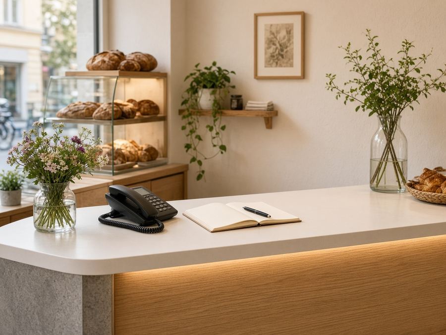Contact desk at Muscomatte House in Graz