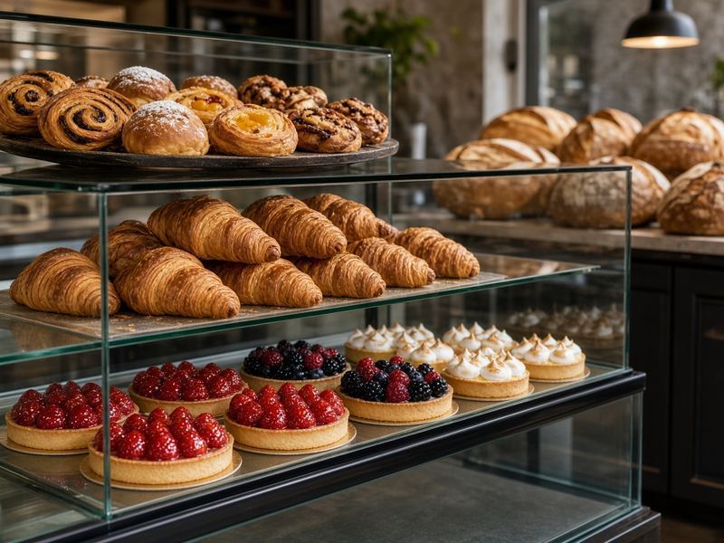 Pastry case at Muscomatte House